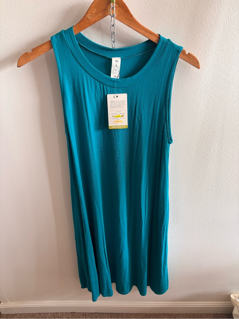 NWT Mittoshop Teal Blue Bamboo Sleeveless Tank Dress / Tunic